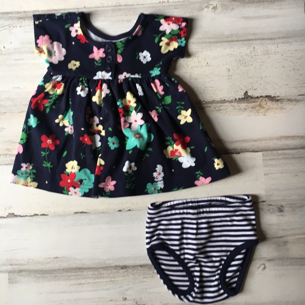 Hanna Andersson Floral Dress with Bloomers 75cm